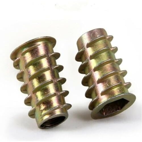 RADSO® M6 Wood Insert Hex Socket Nuts Threaded Insert/Bushes Flanged Hex Socket (Type D) Nut For Wood Timber Furniture Wardrobes Shoe Cabinets Bookcases DIY M6 x 25mm (Pack of 10)