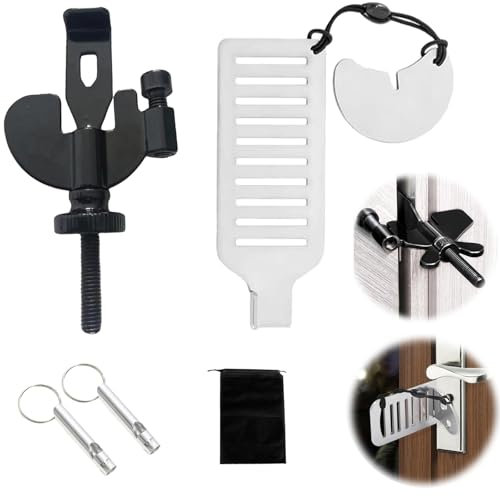 GUOYOU Cerradura Portatil Puerta Viaje,5 Piezas Pestillo Puerta Sin Agujeros Cerrojo Puerta Interior Cerradura Seguridad Puerta Casa,para Casa Hotel Escuela Piso Dormitorio