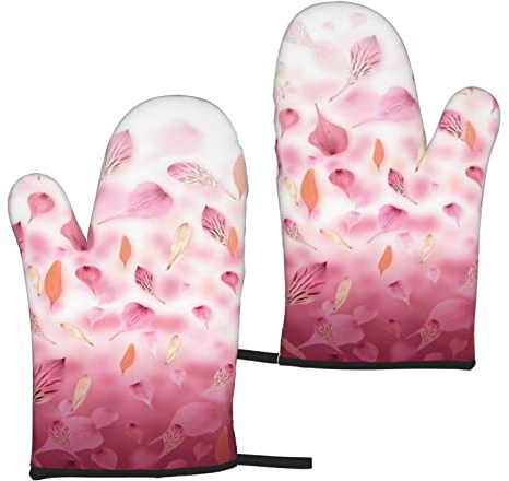 Mikrowellenhandschuhe 2er Set Pink Petals Ofenhandschuhe und Topflappen zum Grillen Kochen Backen Grillen Mikrowelle Frühling Sommer