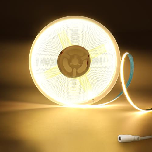 JINABLOSSY COB LED Streifen 10m, Warmweiss 3000K 24V 320LEDs/M CRI90+ LED Strip Light, Dimmbar LED Streifen, für Zuhause Partei deko, Schlafzimmer, Schrank DIY Dekoration(Nur Streifen)