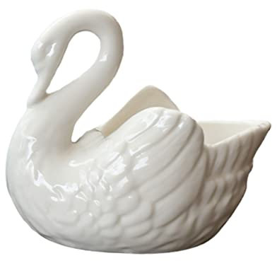 FUNOMOCYA Porzellan Schwan Pflanzer Sukkulenten Blumentopf Leichte Home Büro Garten Ornament