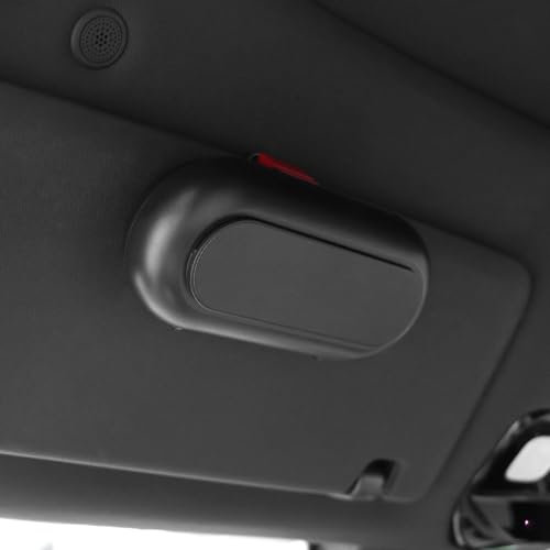 QWORK® Porta Occhiali per Aletta Parasole per Auto - Montatura per Occhiali Rigida Universale con Slot per Carte - Imbottitura Interna in Morbida Pelle Scamosciata