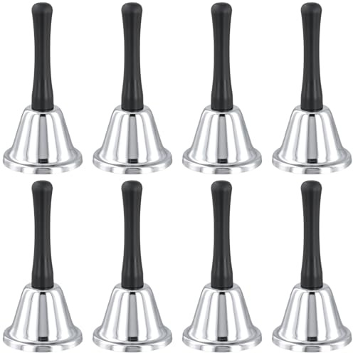 HONYUET 8 campanelli da 130 x 65 mm in acciaio inossidabile, campane da tenere in mano forte con manico, campanello di servizio portatile per contatore e reception, campana da tè, ristorante