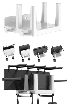 NOTMBESTM Wall Mount Shelf for WiFi Router, Modem, TV Box, Universal Cable Box Shelf Compatible with Laptop, Cellphone, Tablet, and Other Devices with Thickness Up to 45 mm (White)