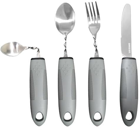 Parkinson Besteck Set für Senioren – Rutschfeste Griffe, Rostfreies Edelstahl Spülmaschinenfest Ideal für Tremor, Arthritis & Bewegungsstörungen