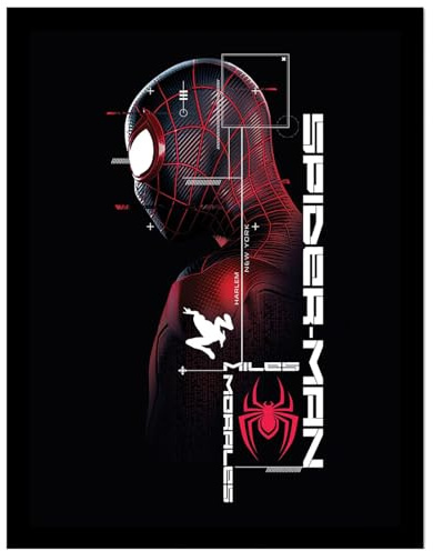 Spider-Man: Miles Morales - Gerahmtes Poster New York (40 cm x 30 cm) (Schwarz/Rot/Weiß)
