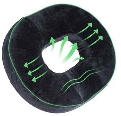 Hämorrhoiden Sitzkissen aus Memoryschaum – Orthopädisches Donut Kissen mit U-förmigem Design, lindert Steißbein- & Ischiasschmerzen, ideal für Schwangerschaft, Büro, Auto & Zuhause (Schwarz)