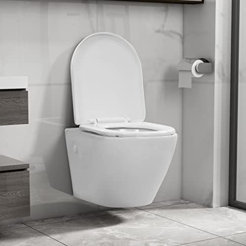 Snsowed WC Sospeso con Design Senza Bordi in Ceramica Bianca,Articoli di ferramenta,Prodotti Idraulici,Articoli Idraulici,WC e Bidet,WC-145237