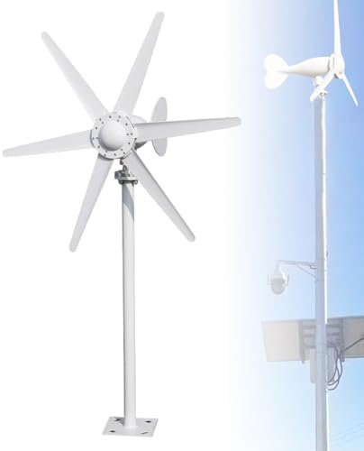LADECNERHT Wind Turbine Generator Kit for Home/RV/Boat - 800W 12V/24V, 6-Blade Vertical-Compatible Windmill Durable Electromagnetic Power Generator for Home, RV, and Off-Grid Use White,12V