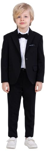 Suit for Boys | 4-Piece Flexible Comfortable Lycra Fabric Set Shirt, Pants, Jacket, and Bow Tie | with Spandex Party and Formal Wear for Boys Ages 2-17