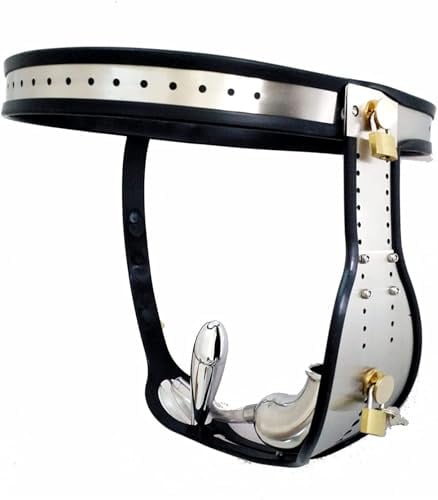 Yerbssk Männliche Edelstahl Silikon Keuschheit Gürtel Käfig mit Abnehmbarer Analplug und Blasenkatheter Fetisch Bondage Penis Schloss Herren Unterhosen Slave Privatsphäre Spiele(140/150cm)