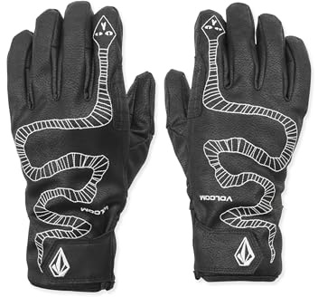 Volcom Herren Hipee Snowboardhandschuhe - wasserdichte isolierte Handschuhe PU Leder Handfläche, Schwarz, Large