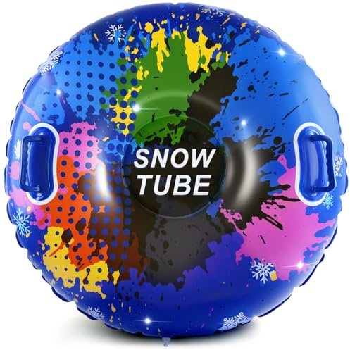 Aufblasbare Schlitten Snow Tube Schlitten mit Griffen, Aufblasbarer Schneeschlauch Rodelreifen Schneereifen, Aufblasbarer Schneeschlitten, Schneerohre für Kinder und Erwachsen