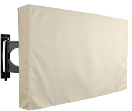 ROEUIPG Wetterfeste, staubdichte Outdoor-TV-Abdeckung, Beige, 32 Zoll, 36, 40, 46, 50, 55, 60, 65, schützt den TV-Bildschirm, Garten, Terrasse(Beige,22-24inch)