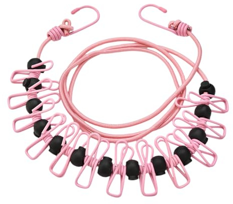 Haodream Corde à linge extensible pour voyage, vêtements avec 12 pinces à linge, séchage à linge, camping, corde à linge extensible