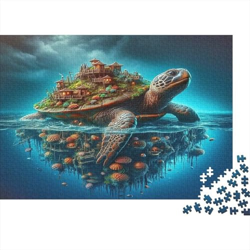 Turtle Island Fantasy Recycled Cardboard Eco-Friendly Premium Unique Challenging Puzzle Jigsaw Puzzle Turtle Island for Women Men Gifts 70x50cm/1000pcs