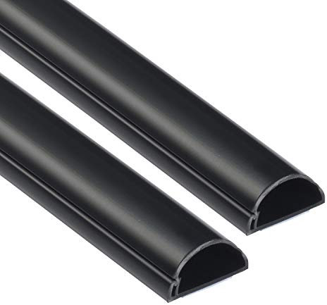 D-Line 1D3015B-2PK Mini Kabelkanal Selbstklebender, Halbrunde Kabelführungen, Kabelleiste - 2x 30mm (B) x 15mm (H) x 1-Meter Länge - Schwarz