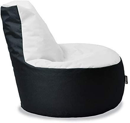 BuBiBag Gamer Sitzsack, Lounge Sessel, Gaming Sitzsäcke, Indoor & Outdoor Kissen für Kinder und Erwachsene (Weiß-Schwarz;Ø:55cm)