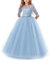 TTYAOVO Fleurs Filles Robe Mariage Fête Princesse Balle Robe (Taille130) 6-7 Ans 378 Bleu