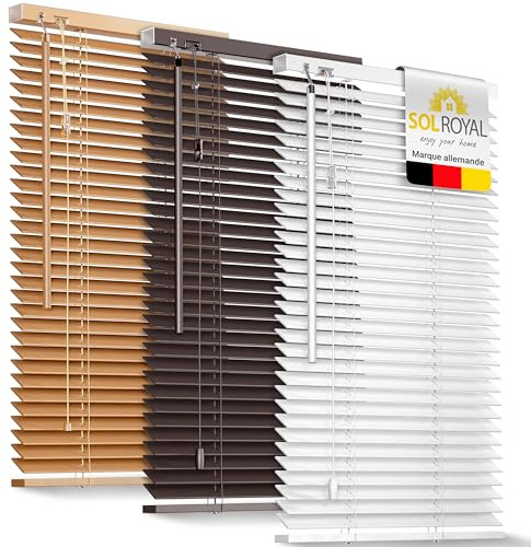 Sol Royal Holzjalousie JH3 Jalousie aus Holz Tür- und Fensterjalousie | 120x160cm Weiß umweltschonend produziert Fenster 3,5cm breite Lamellen Jalousien Blickschutz Holzrollo SolDecor JH3