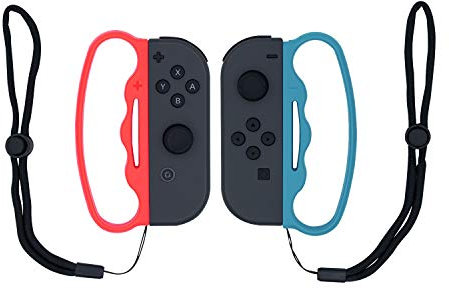 Mcbazel Box Griff in blau und rot mit Handschlaufen für NS Switch/Switch OLED Joy-Cons ideal für Fitness und Boxspiele - Nicht Switch 2