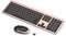 seenda Rechargeable Wireless Keyboard Mouse Combo Full Size Cordless Keyboard & Mouse Sets with Build-in Lithium Battery Ultra Thin Quiet Keyboard Mice (Rose Gold & Black)