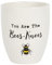 something different Cheerful White Bee-Adorned Ceramic Plant Pot - 13cm x 11cm (1 Pc.) - Heartwarming Gift with 'You are the Bees-Knees' Text - Ideal for Teachers or Special Occasions