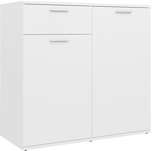 vidaXL Sideboard mit 2 Türen 1 Schublade Kommode Anrichte Mehrzweckschrank Beistellschrank Schrank Standschrank Weiß 80x36x75cm Holzwerkstoff