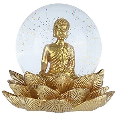 Schneekugel Wasserkugel Buddha Statue Kristallkugel Desktop Ornament Dekorationen für Home Office Tabletop Decor(Seerose)