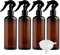 ZEOABSY 4 Piezas 300ml Spray de Plástico Ámbar Botella de Spray Vacía con Trigger Pulverizador Negro de Niebla Fina Atomizador para Perfume Aromaterapia Agua Líquidos, 1 Pieza Embudo
