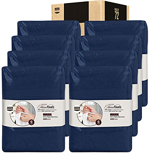 Utopia Towels Premium Hand Towels 41 x 71 cm, 72-Pack Navy | 100% Combed Ring Spun Cotton, Ultra Soft and Highly Absorbent, Extra Large Thick, Machine Washable Hotel & Spa Quality