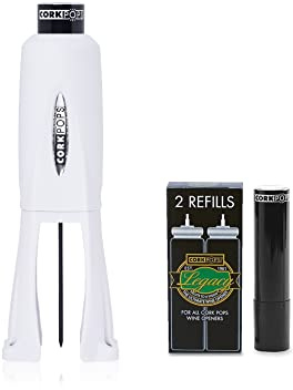 Cork Pops Legacy Décapsuleur avec 3 cartouches de recharge Blanc