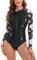 Ruuione Women's One-Piece Long Sleeve Sports Surfing Swimsuit Chest with Zip Swimwear(M,1BFPink)