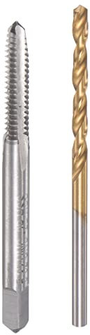 sourcing map 6-32 UNC Gewindebohrer gerade Nut 2,8mm Spiralbohrer Set titanbeschichtet 6542 Hochgeschwindigkeitsstahl Bohrer Maschinen Gewindebohrer