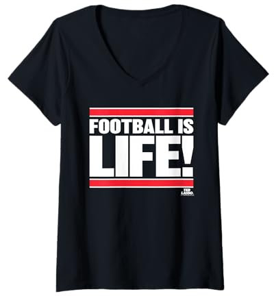 Damen Ted Lasso Football is Life T-Shirt mit V-Ausschnitt