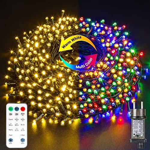 GlobaLink Fairy Lights 20M 200 LED IP44 de colores súper brillantes con mando a distancia regulable cadena de luces decoración al aire libre jardín interior árbol de Navidad terraza fiesta