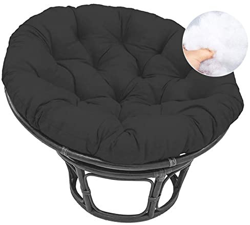 Yadlan Papasansessel Kissen Outdoor Sitzauflage, Polster für Papasansessel, Wasserdichtes Schaukelstuhlkissen, Schaukel Hängenden Korb Ersatzpolster Auflage(Size:120 * 120cm,Color:Schwarz)