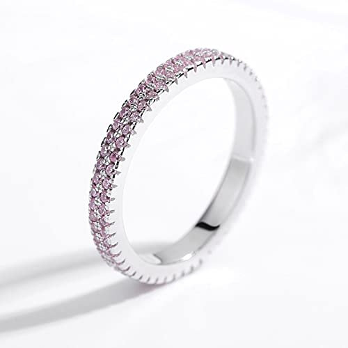 ZLING 925 Sterling Silber Fingerring Pink Shinning Crystal Cz Authentischer Luxus-hochzeitsschmuck Für Frauen Stranger Thing