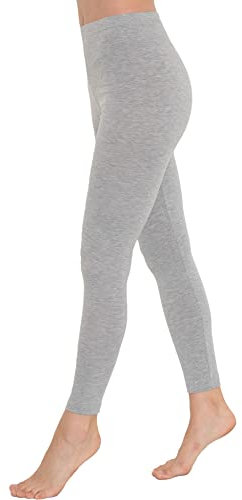 OCERA Damen Lange Leggings aus atmungsaktiver Baumwolle mit hoher Taille, ÖKO-TEX Standard 100 Zertifiziert, Grau - M