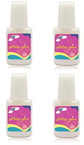 4 Pcs Glitzer Tattoo Kleber, 8ml Glitter Glue Pinselflasche,Hautkleber für Glitzertattoos,Körperkleber und Hautkleber für Glitzertattoos, für Halloween, Karneval, Motto-Party, Kostüm-Events (32ml)