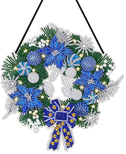 Demiawaking Weihnachten DIY Diamond Painting Girlande Kranz Diamant Malerei Weihnachtskranz Weihnachtsgirlande Anhänger Deko Weihnachtsdeko Geschenk (03)