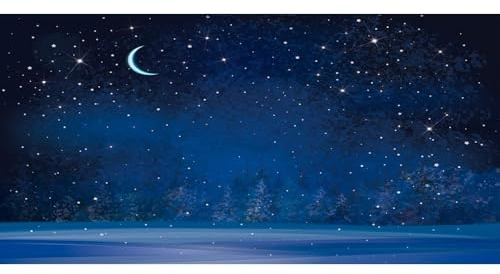 Renaiss 3.6x1.8m Sternennacht Kulisse Himmel Mond Schneefall Fotografie Hintergründe Winter Unscharfe Wald Nacht PineTrees Hintergrund Frohe Weihnachten Neujahr Party Dekoration Studio Requisiten