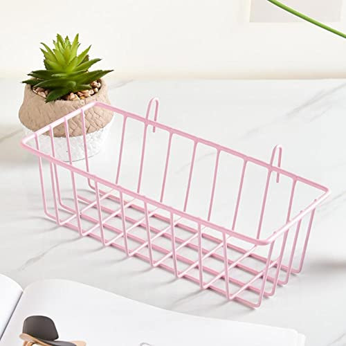 Draht Wandkorb,Gitter Korb Wand Organisator,Eisen Korb Einhängekorbr,Körbe für regal.Hängende Speicher-Körbe für Blumentöpfe Regal Balkon Pflanzenlagerung und Bücherregal/Badezimmer Lagerung (Rosa)