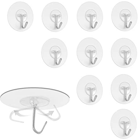 PaiLeWei 10 Stück selbstklebende Haken, klebrige Haken, Wandhaken, wasserdichter Klebehaken, Stick on Haken zum Aufhängen Küche Badezimmer (10 Pcs)