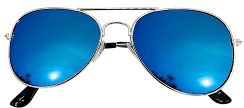 Mustavo Childrens Blue Mirror Sunglasses Kids Childs Boys Girls Mirrored Lense Lightweight Frame UV400 Retro Classic Pilot Style