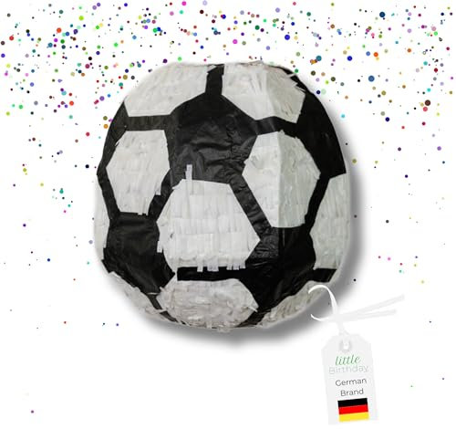 LITTLE BIRTHDAY | Fußball Pinata | Piñata Geburtstag Mädchen und Junge | 28x28x28cm | Süssigkeiten Kindergeburtstag | Pinata ohne Füllung | Zum Befüllen | Fussball Geburtstag für die Motto Party