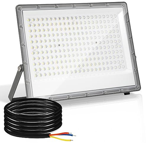 Yakimz LED Fluter 200W, Superhell 19800LM, Kaltweiß 6000K, IP65 Wasserfest, Außenstrahler, Fluter Aussenstrahler für Werkstatt Hof