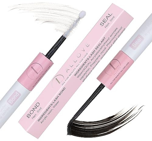 ALLOVE Lash Bond et scellant pour extensions de cils, colle pour extensions de cils faites maison, forte tenue pendant 48 à 72 heures, colle à cils individuels