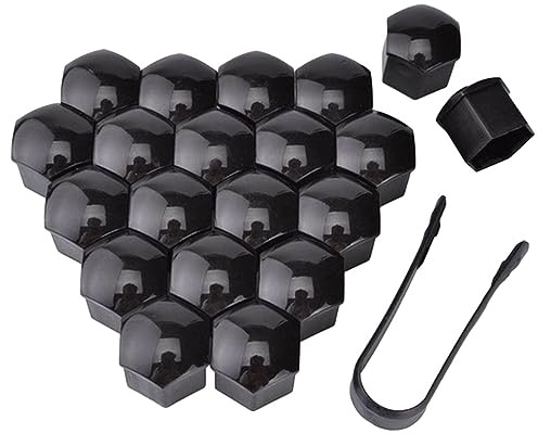 21mm Mutternabdeckungen,20 Stück Radschraubenkappen Mit Entfernung Werkzeug Sechskant-Reifen Muttern-abdeckungen Radmutterkappen Radbolzen Kappen Rad Mutter Cap Radbolzen Schutz Cover-Schwarz