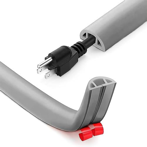 Kabelkanal Boden Flach, 1M/3M/5M Flexibler Klein Kabelkanal, Selbstklebend Boden Kabelbrücke, Flexibler Kabelabdeckung grau Kabelschutz für alle Netzkabel Haus, Büro, Schule, Lager